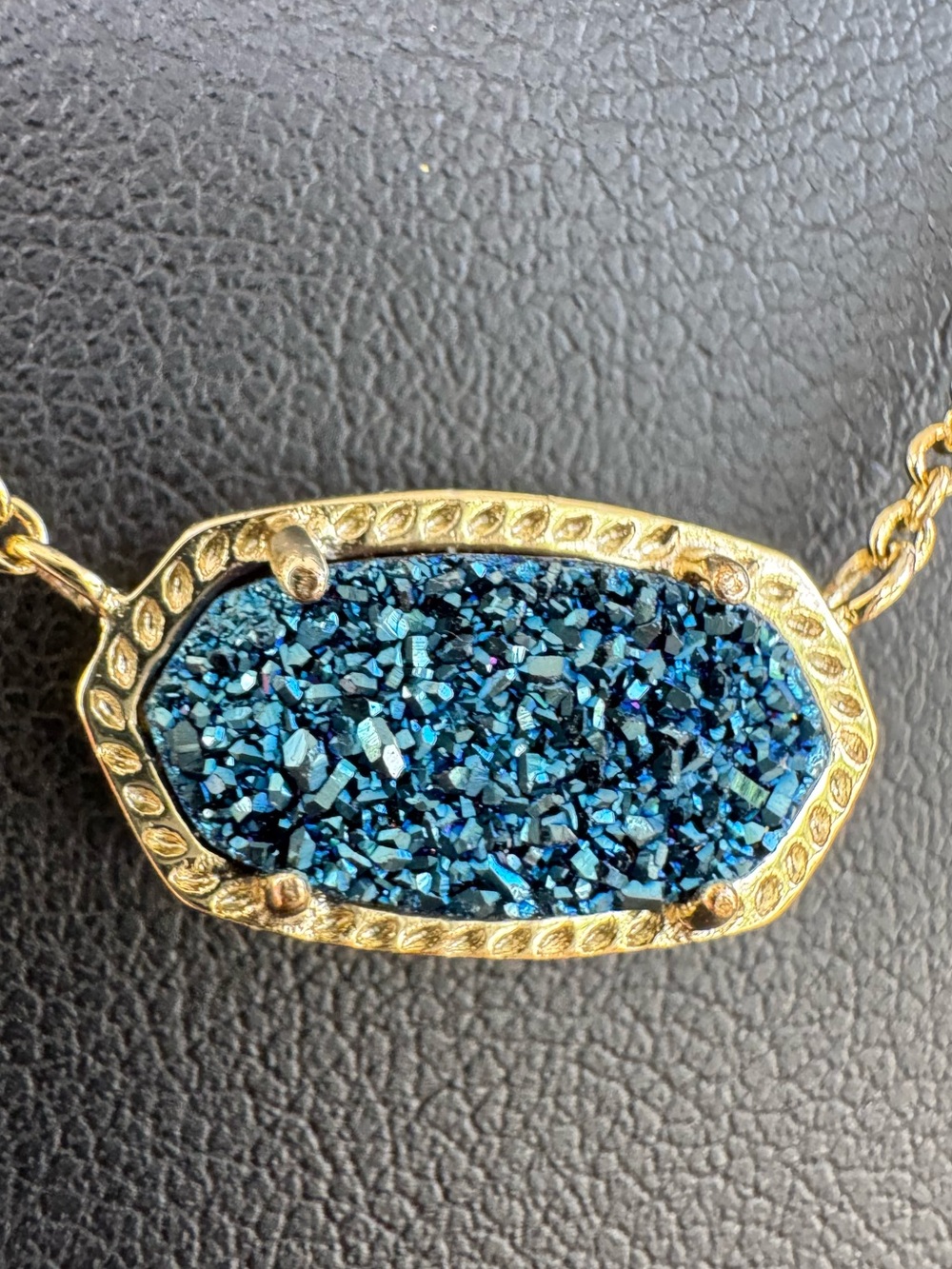 Kendra Scott Elisa Gold & Blue Drusy Necklace
